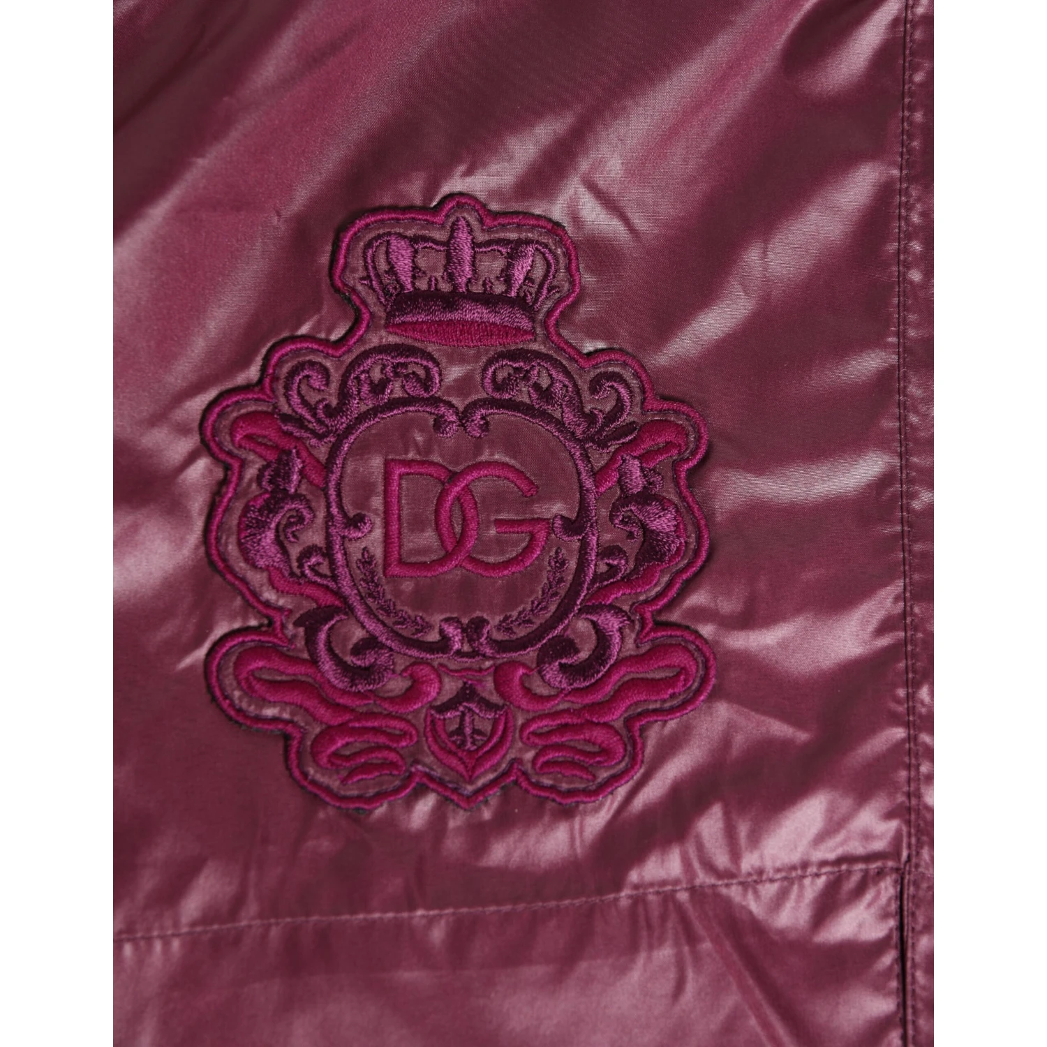 Burgundy Polyester Logo Embossed Crest Swimwear