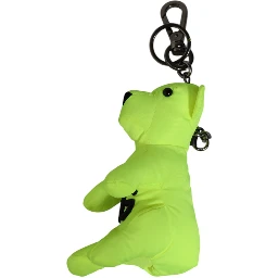 Neon Green Bear Embroidered Logo Men Keychain Clasp  Keyring