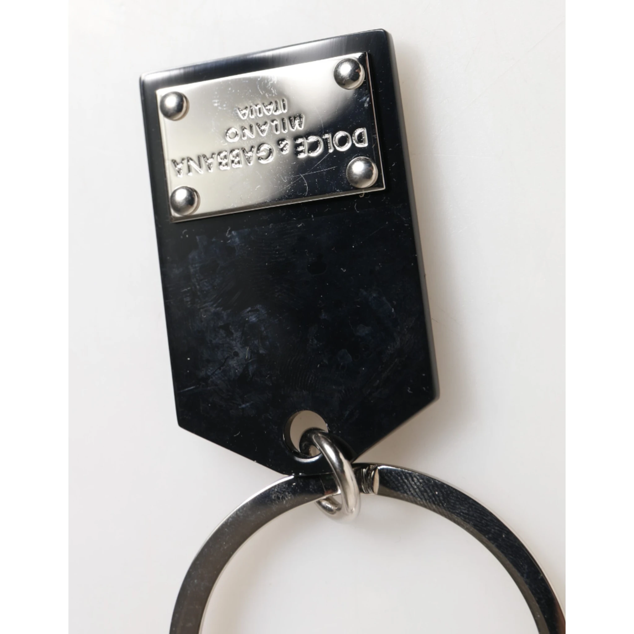 Black Sint Glass Plaque DG Logo Metal PlateKeychain Keyring