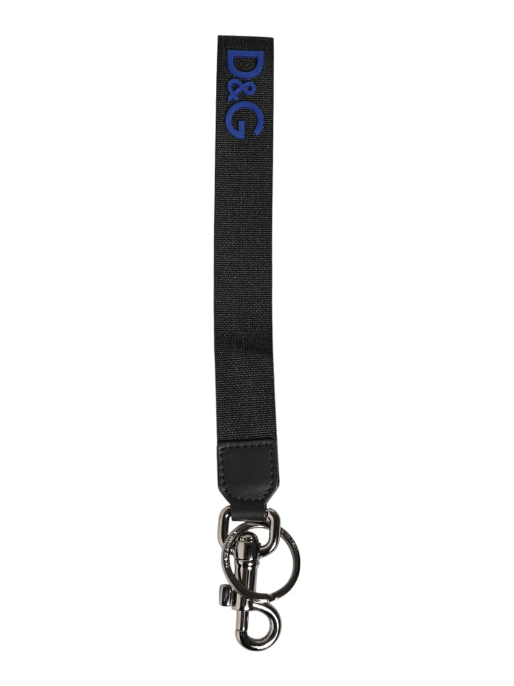 Black Blue DG Logo Polyester Brass Holder Keychain Keyring