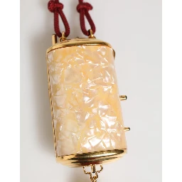White Resin Gold Metal Crossbody Mini Purse Tassel Bag