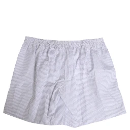 White Blue Cotton Striped Button Fly Shorts Swimwear