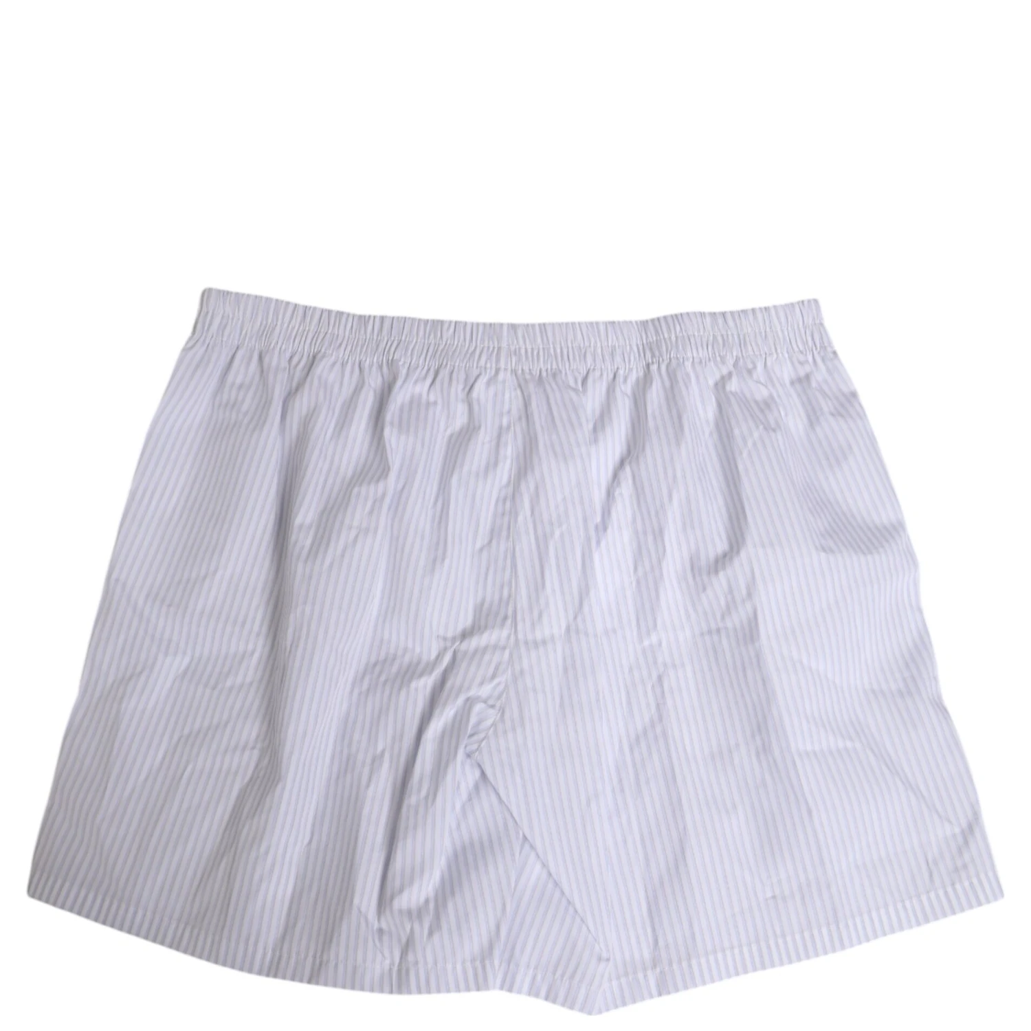 White Blue Cotton Striped Button Fly Shorts Swimwear