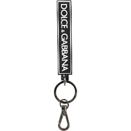 Black White DG Rubber Logo Silver Men's Holder Keyring