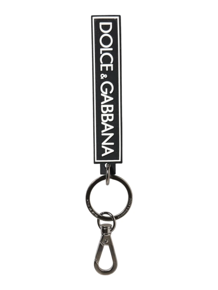 Black White DG Rubber Logo Silver Men's Holder Keyring