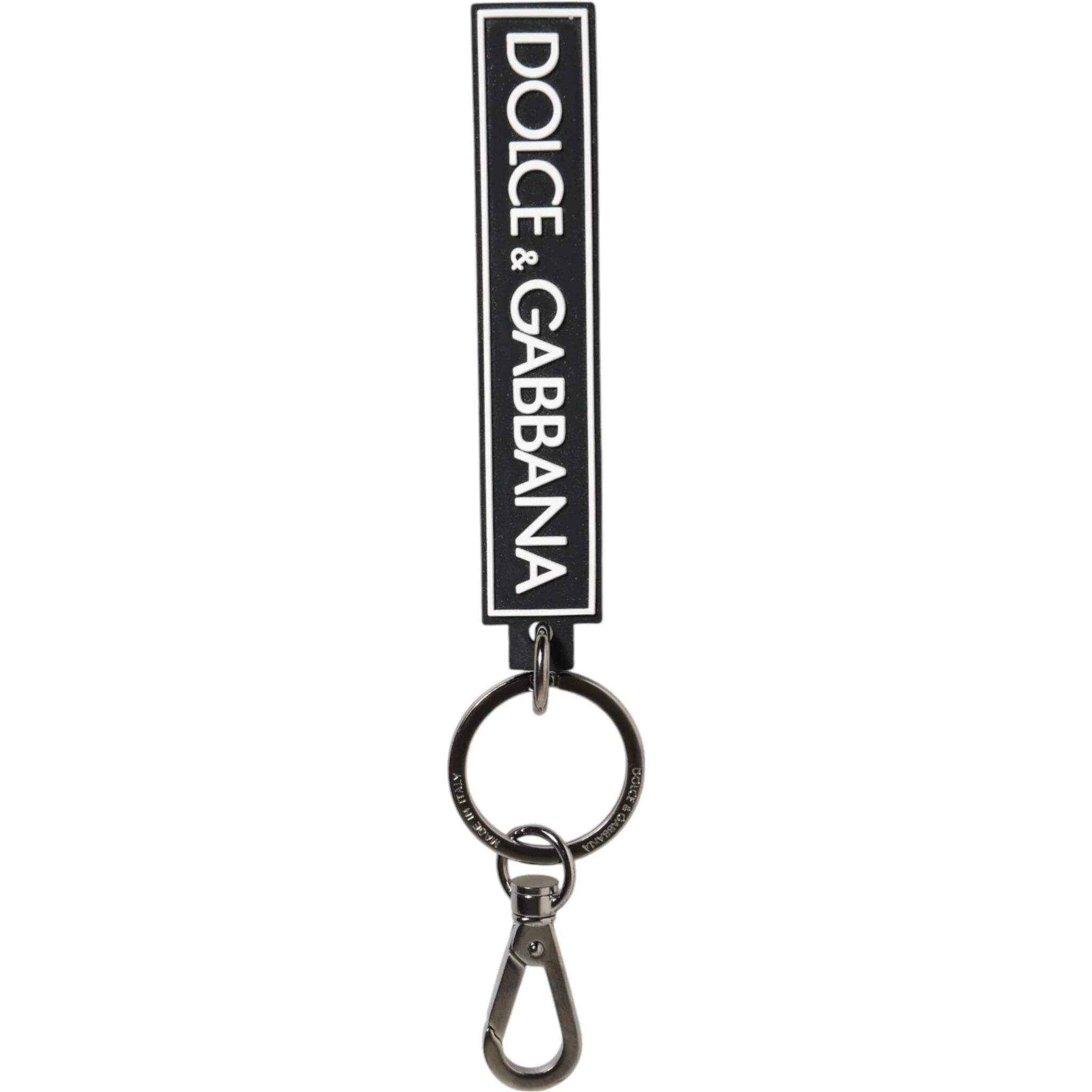 Black White DG Rubber Logo Silver Men's Holder Keyring