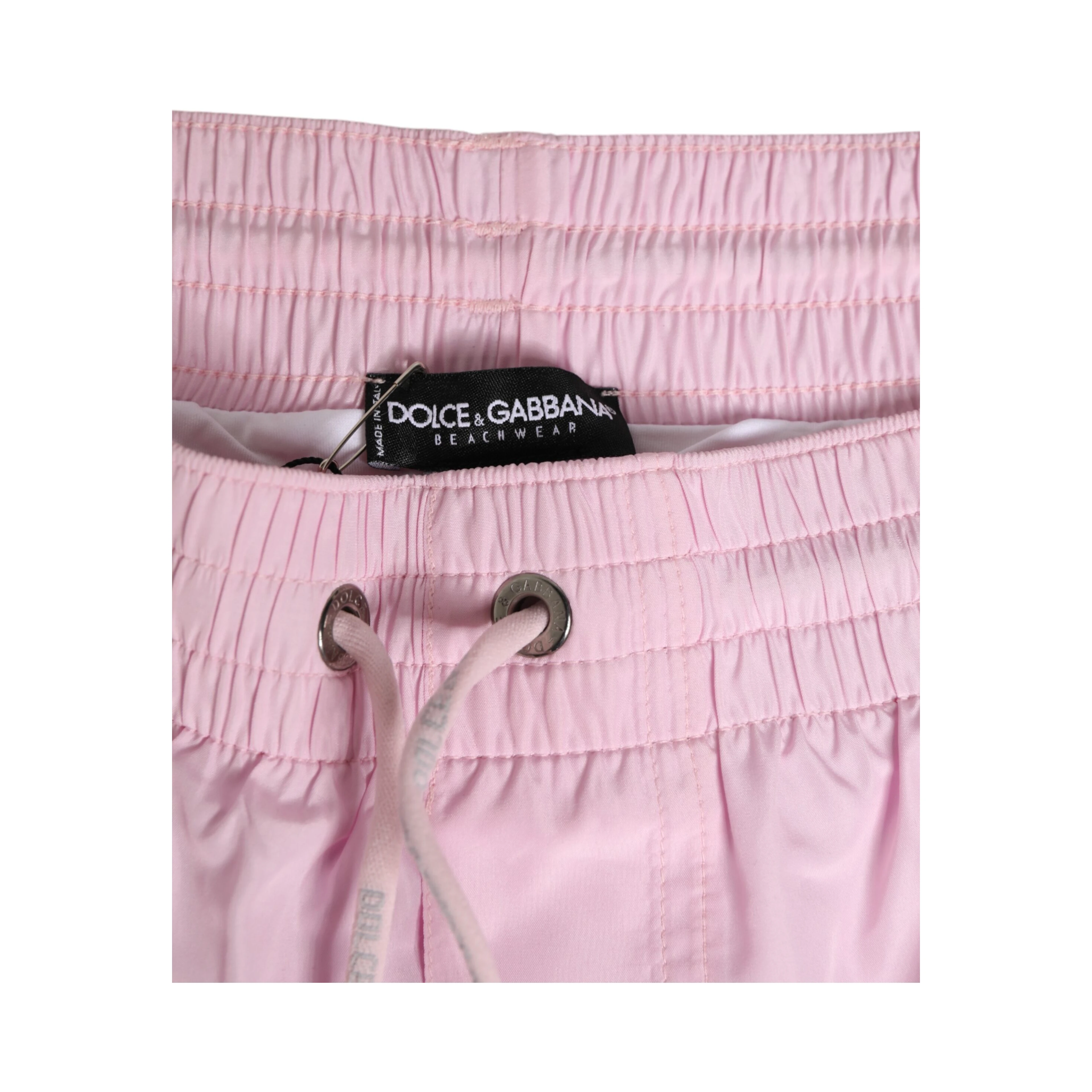 Pink Nylon Logo Side Stripe Beachwear Men Swimwear