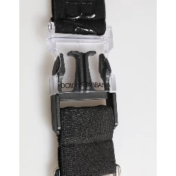 Black Polyester Stretch Rubberised DG Logo Men Keychain