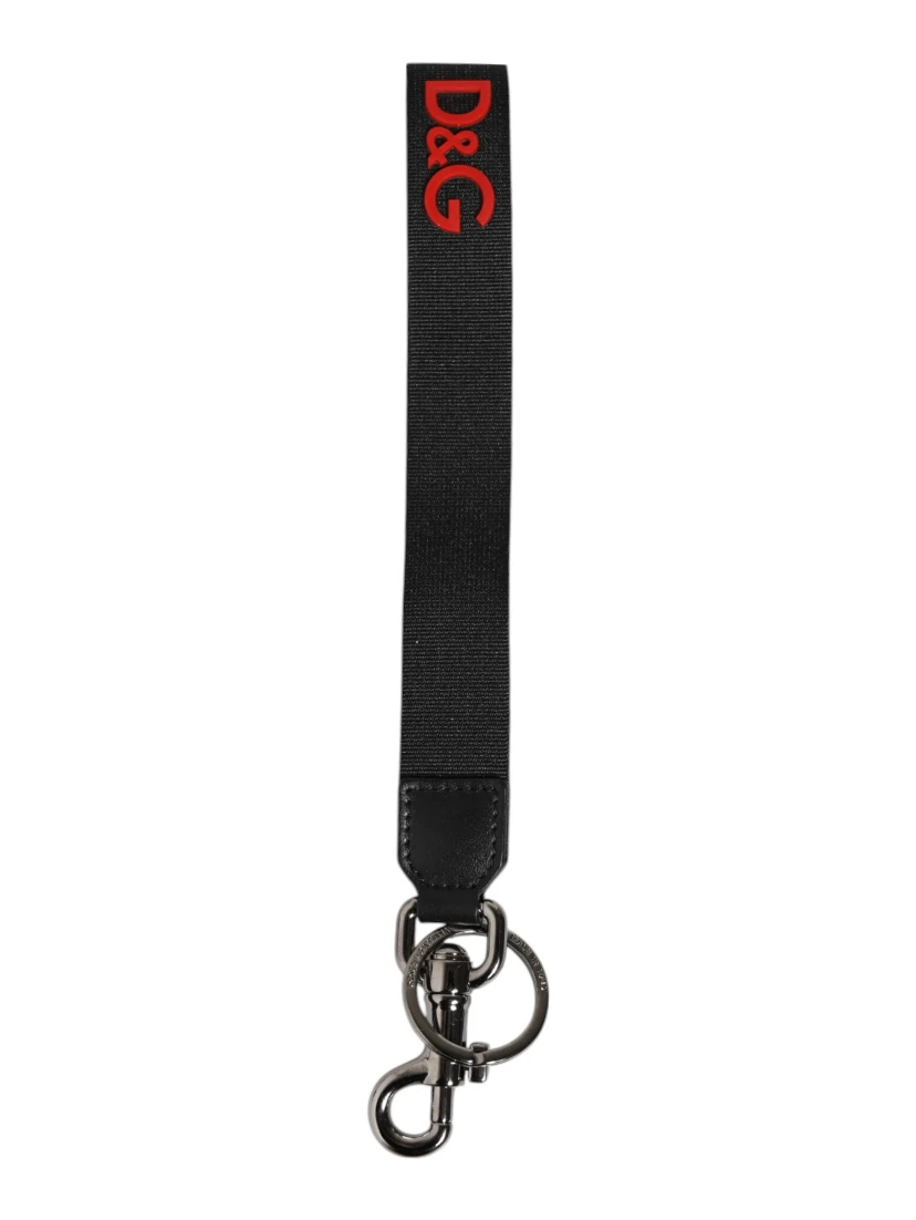 Black Red Logo Polyester Brass Holder Keychain Keyring