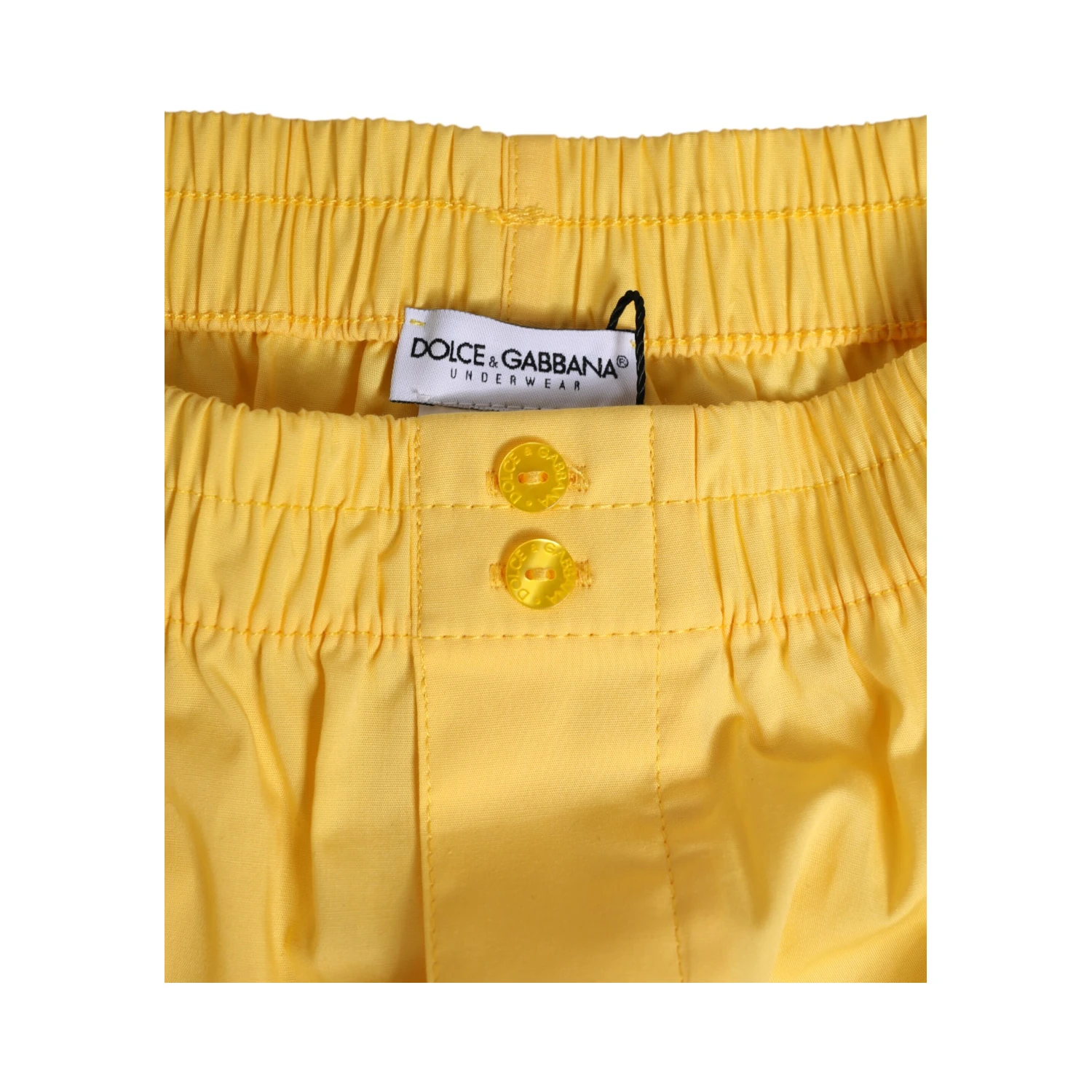 Yellow Cotton Elastic Waistband Short Swimwear