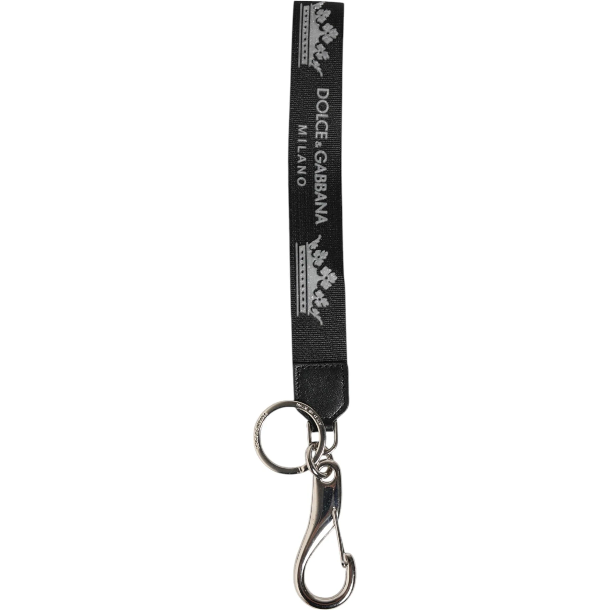 Black Silver Nylon DG Crown Men's Holder Keychain Keyring