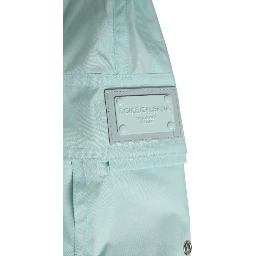Aqua Blue Polyester Beachwear Men Shorts Swimwear