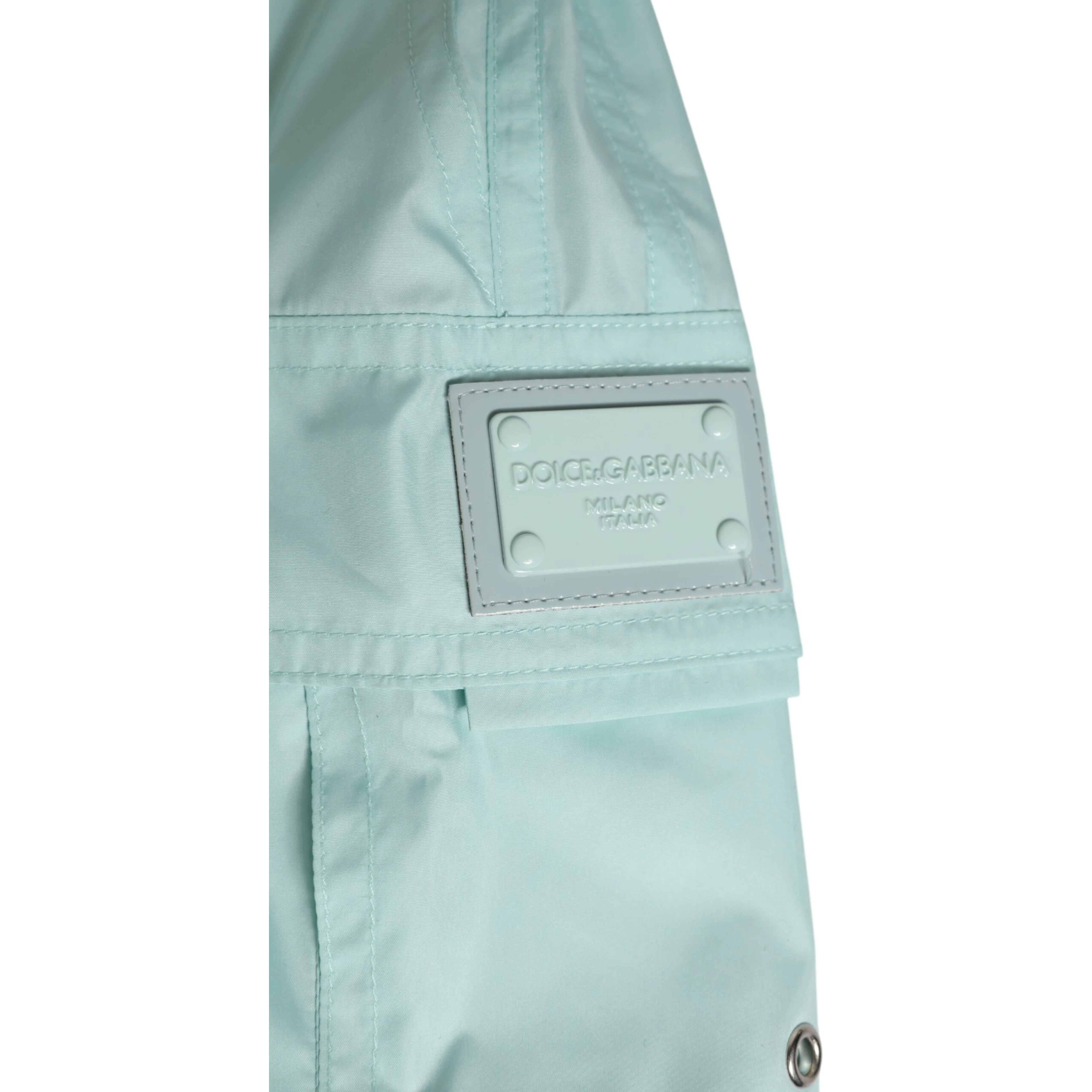 Aqua Blue Polyester Beachwear Men Shorts Swimwear