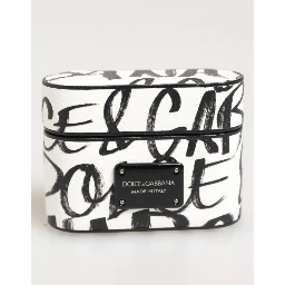 Black White Leather Monogram Print Logo Holder Airpods Case