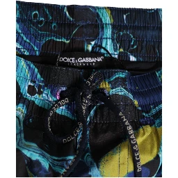 Blue Marble Print Logo Men Boxer Short Swimwear