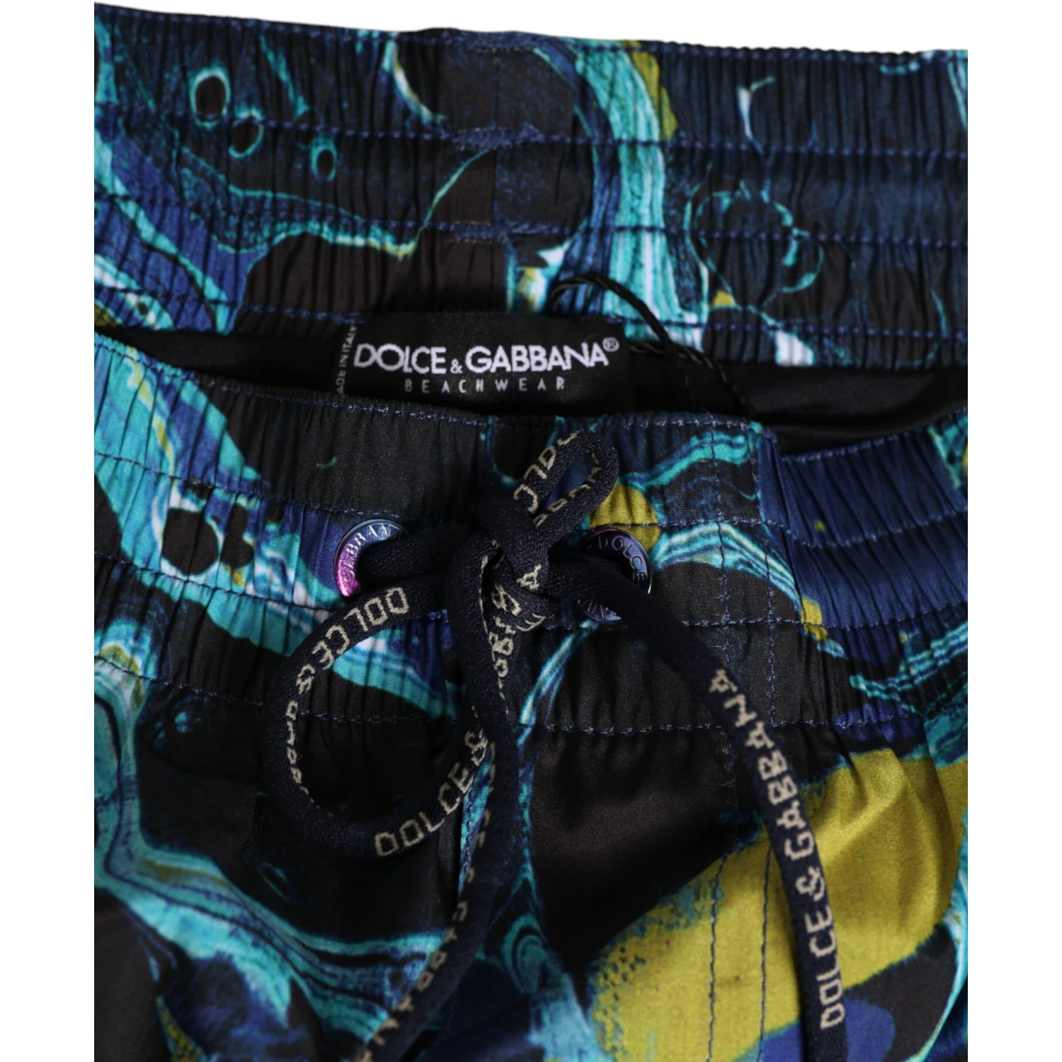 Blue Marble Print Logo Men Boxer Short Swimwear