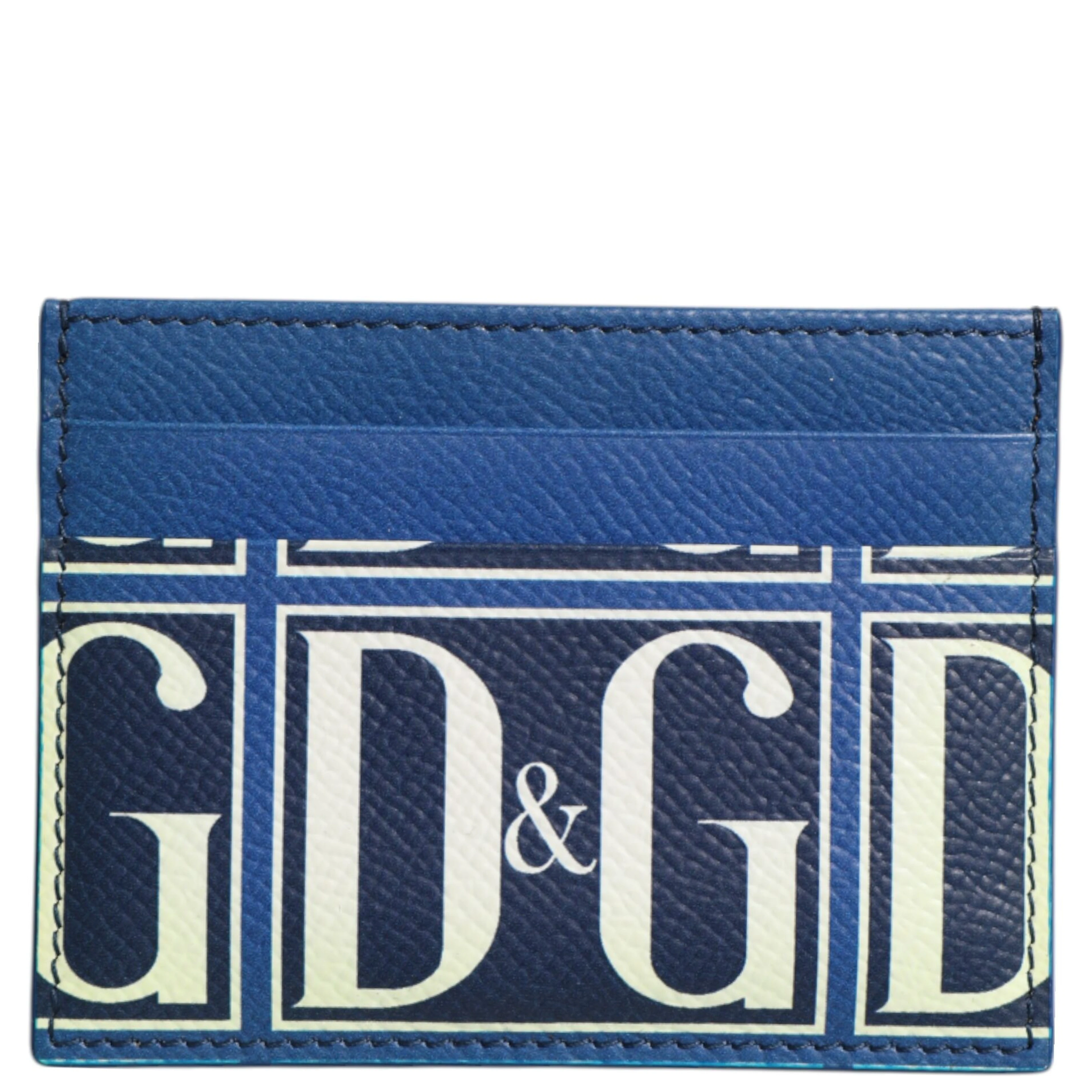 Blue Calf Leather DG Logo Monogram Card Holder Wallet