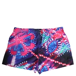 Multicolor Neon Print Polyester Shorts Swimwear