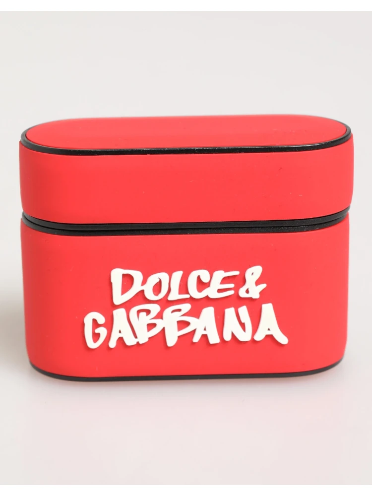 Red PVC DG Logo Embossed Men Flip Holder  Airpods Case