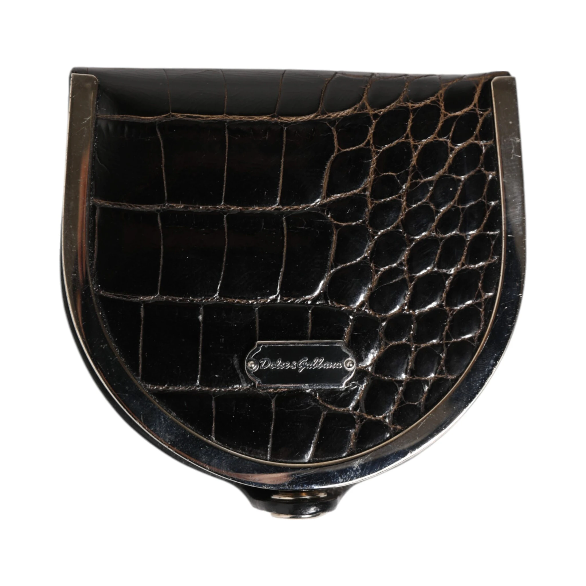 Black Polished Crocodile Leather Mens Coin Purse Wallet