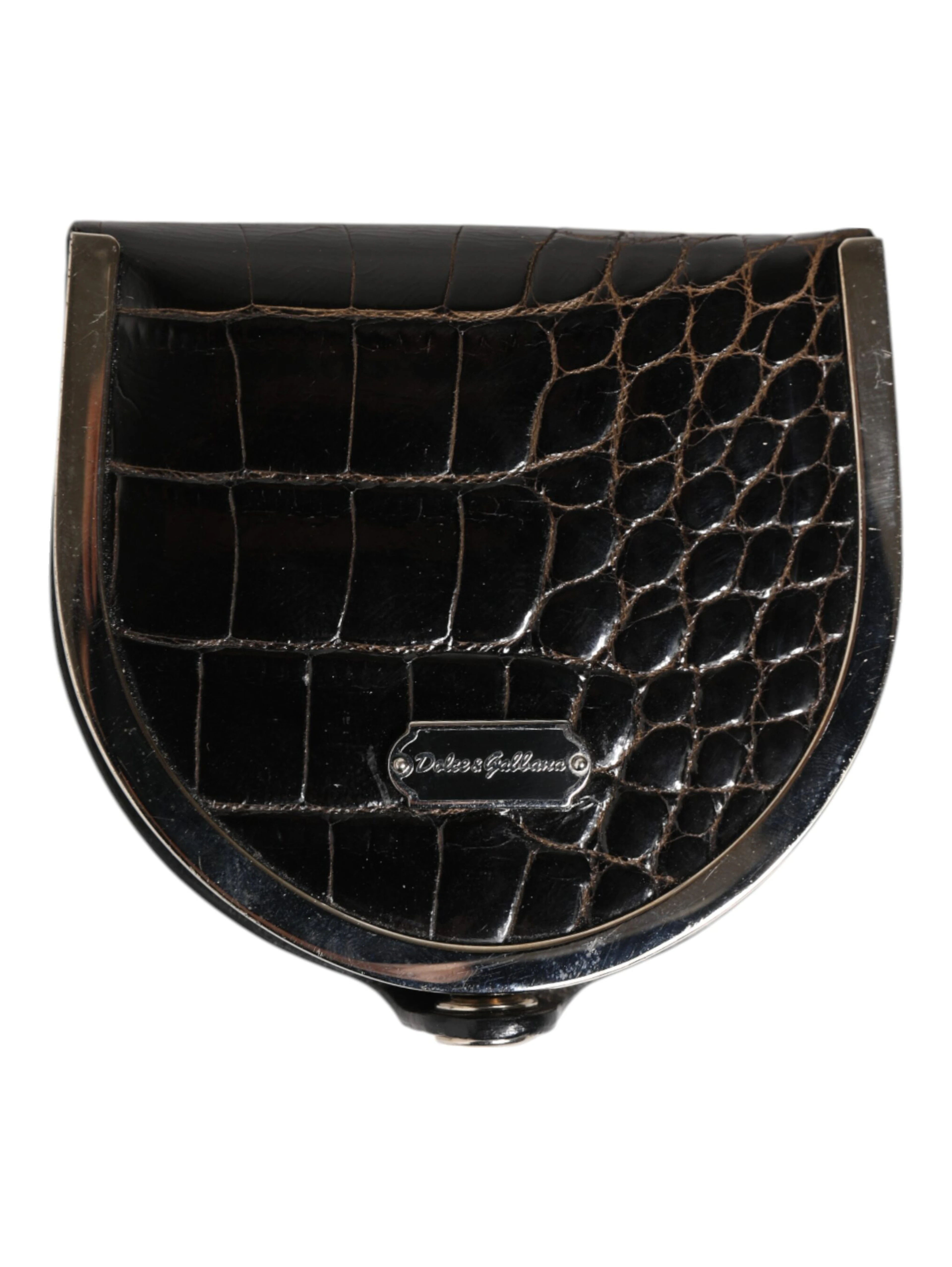 Black Polished Crocodile Leather Mens Coin Purse Wallet
