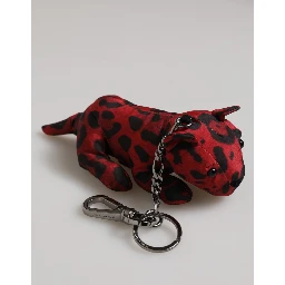 Red Black Polyester Animal Silhouette Bag Keychain Keyring