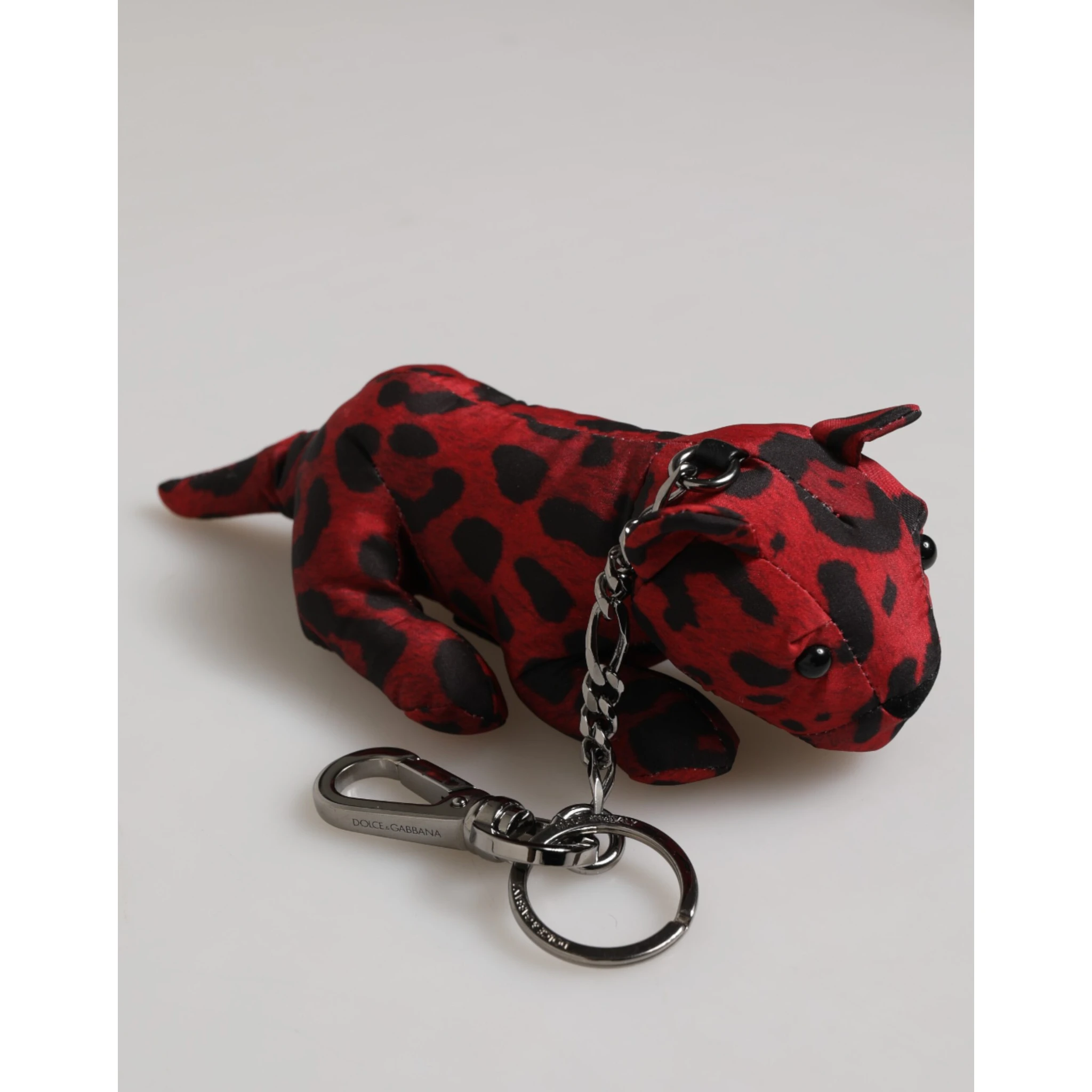 Red Black Polyester Animal Silhouette Bag Keychain Keyring