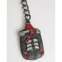 Black Red Military Leather Patch DG Logo Keychain Keyring