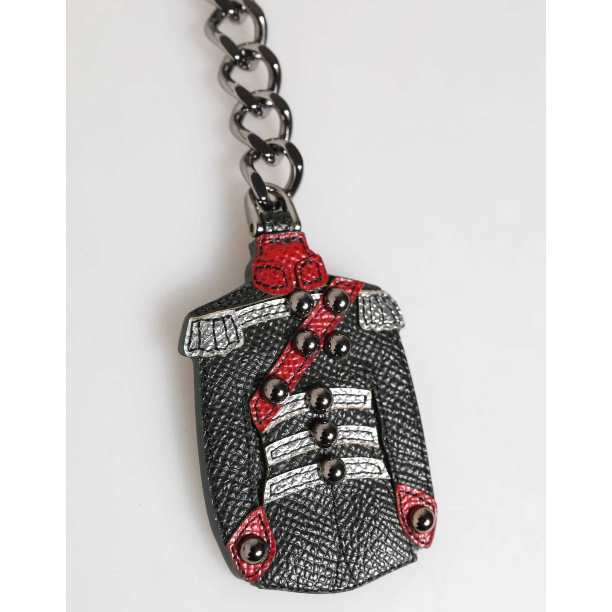 Black Red Military Leather Patch DG Logo Keychain Keyring