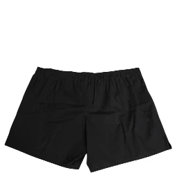 Black Cotton Elastic Waistband Button Swimwear