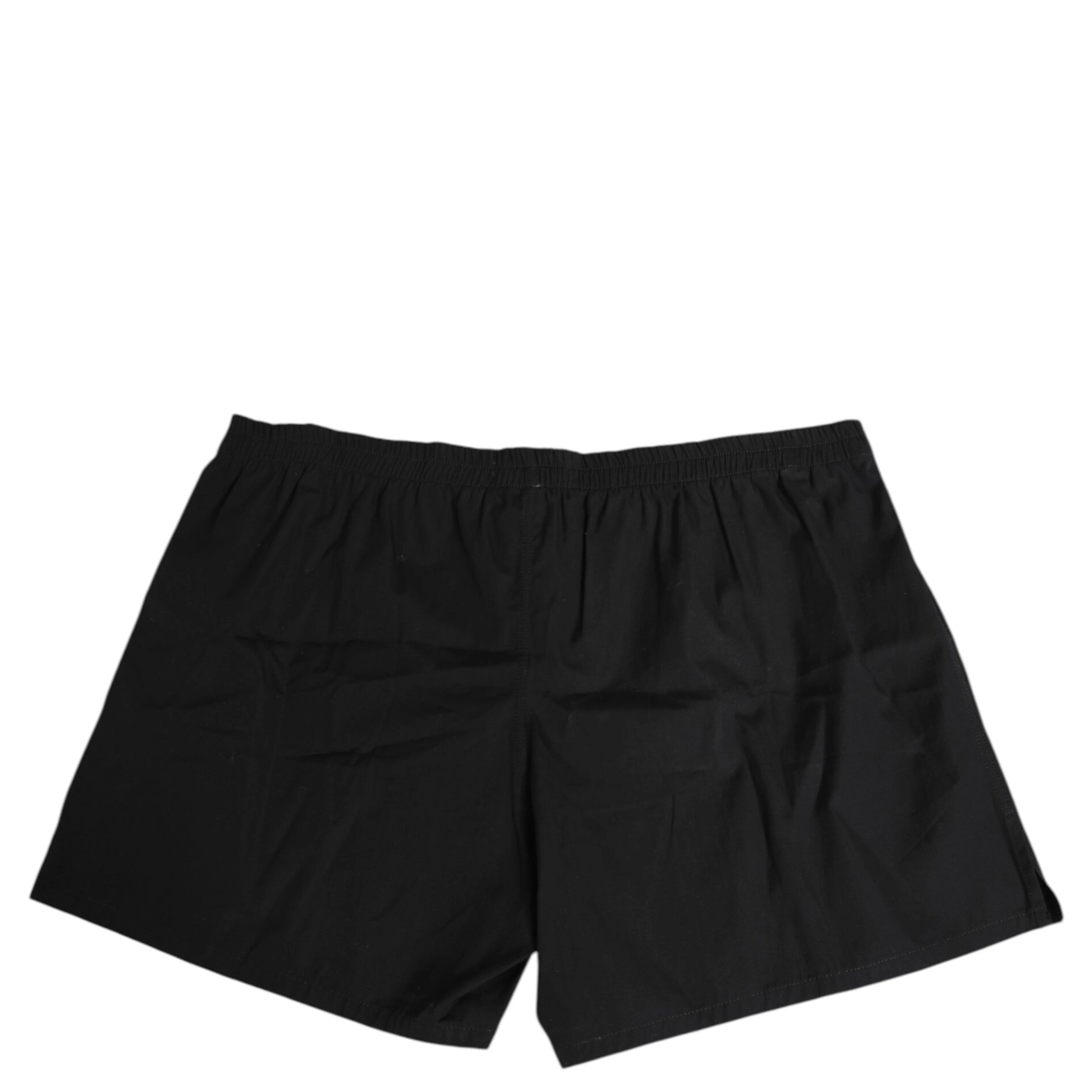 Black Cotton Elastic Waistband Button Swimwear
