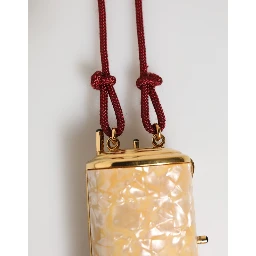 White Resin Gold Metal Crossbody Mini Purse Pendant Bag
