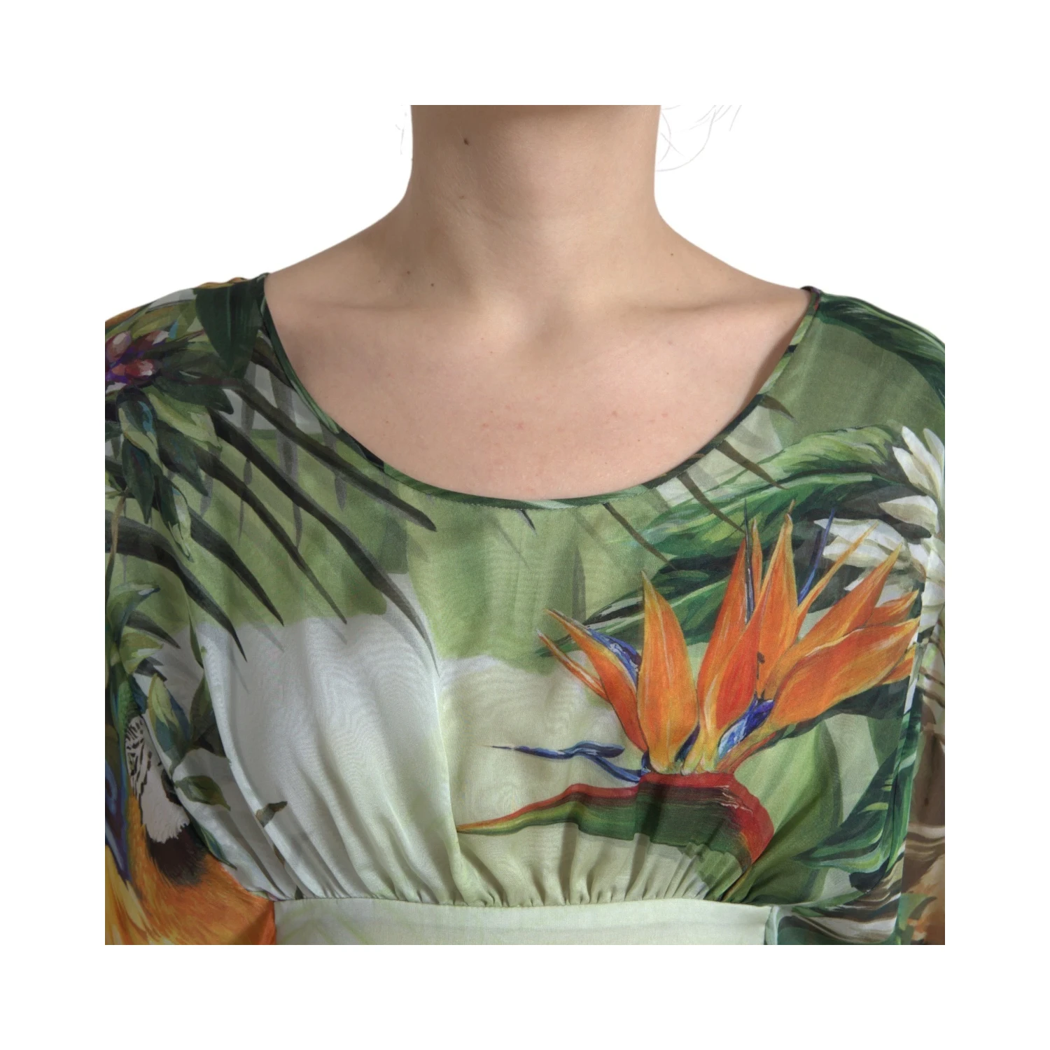 Multicolor Silk Jungle Print Women Maxi Dress