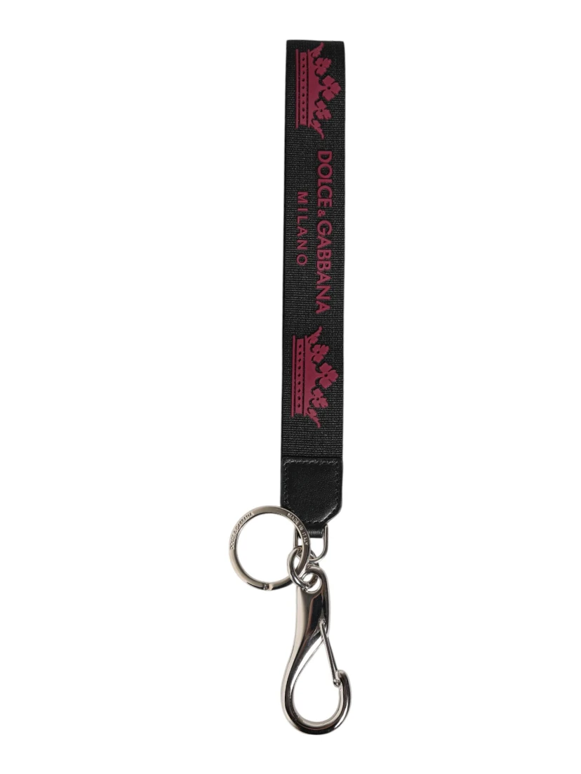 Black Burgundy Nylon DG Logo Crown Holder Keychain Keyring