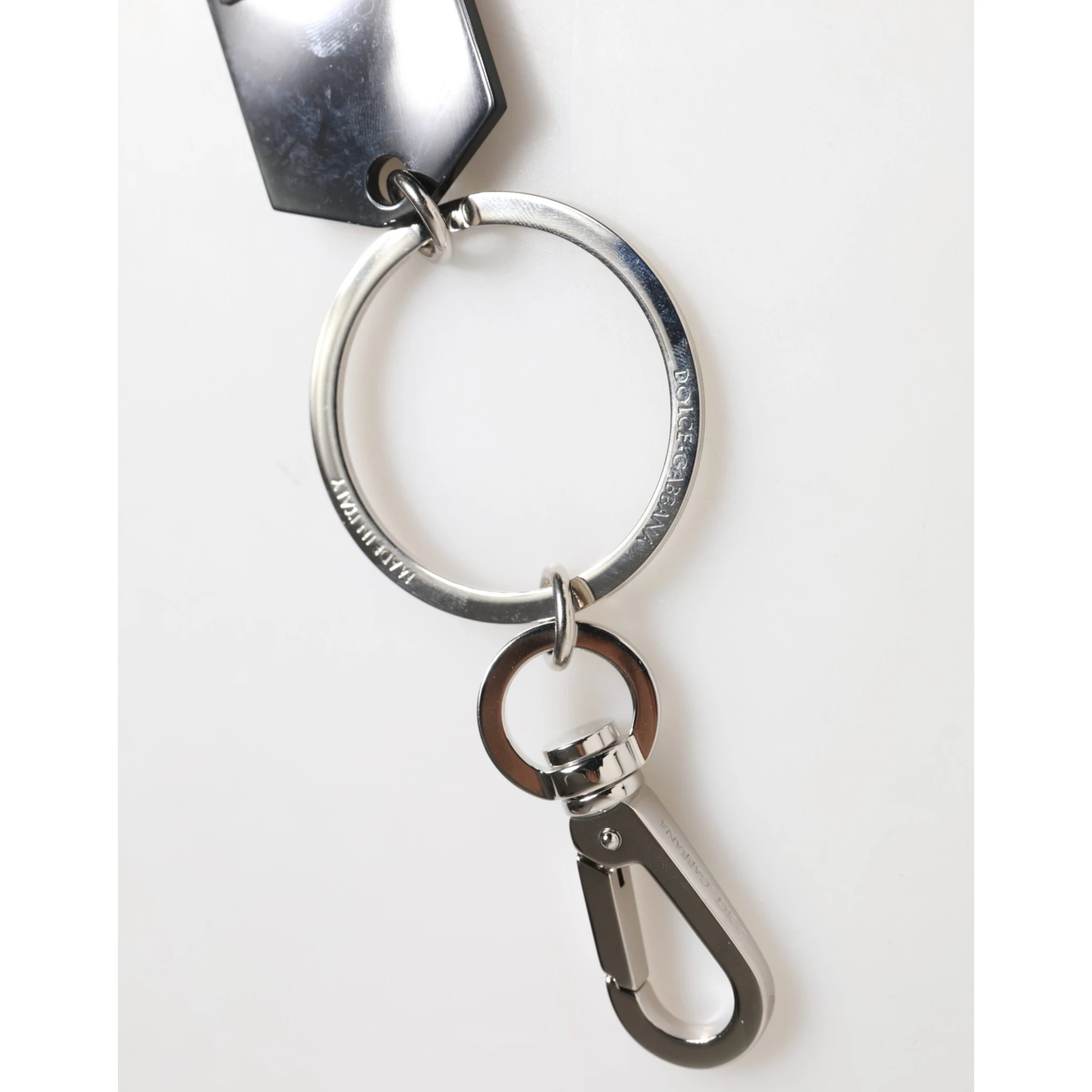 Black Sint Glass Plaque DG Logo Metal PlateKeychain Keyring