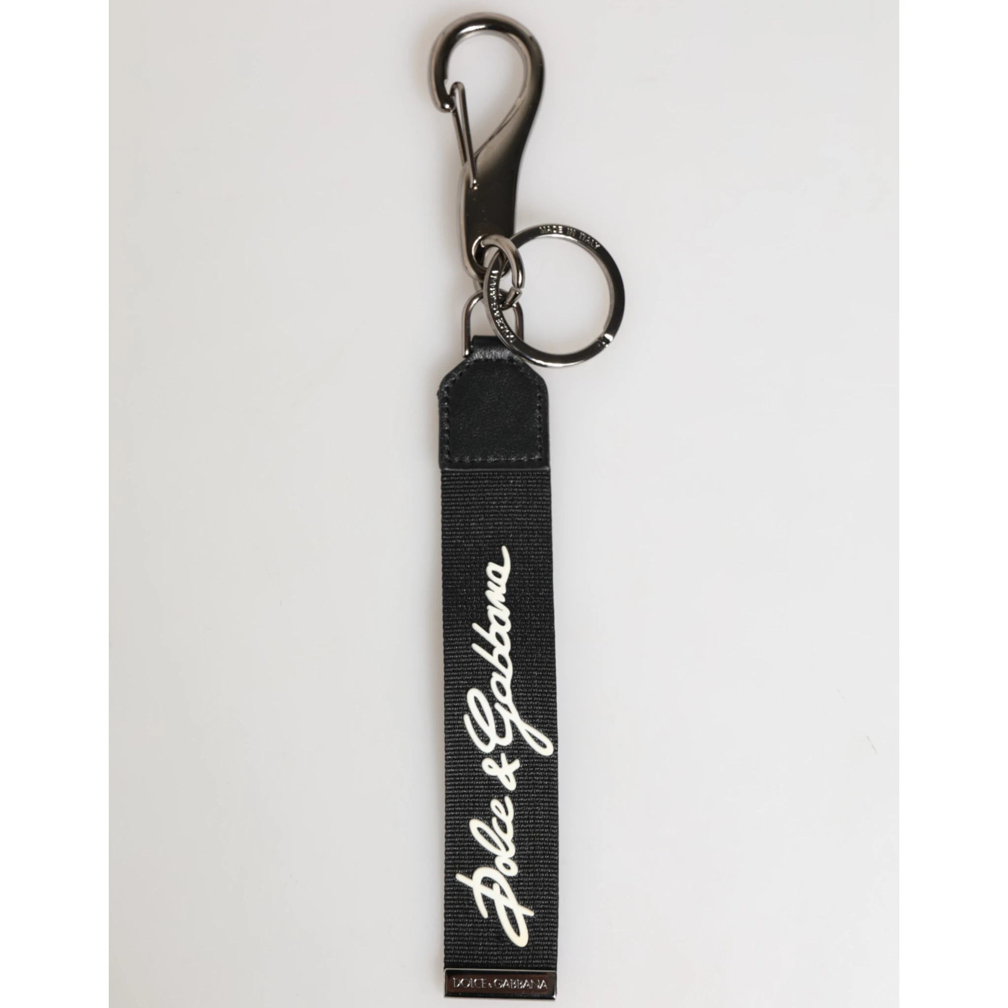 Black White Polyester DG Logo Silver Men Keychain Keyring