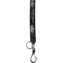 Black Silver Nylon DG Crown Men's Holder Keychain Keyring