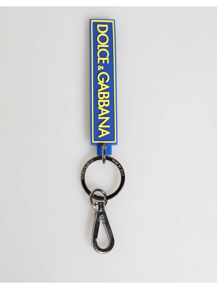Blue Yellow DG Rubber Logo Silver Men's Keychain  Keyring alternative
