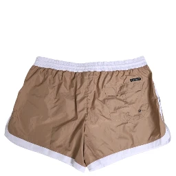 Brown White Polyester Re-Edition Shorts Swimwear