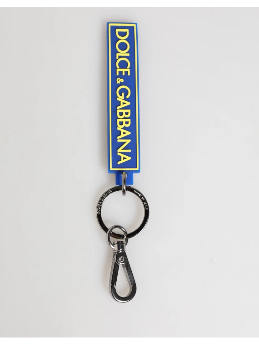Blue Yellow DG Rubber Logo Silver Men's Holder Keyring
