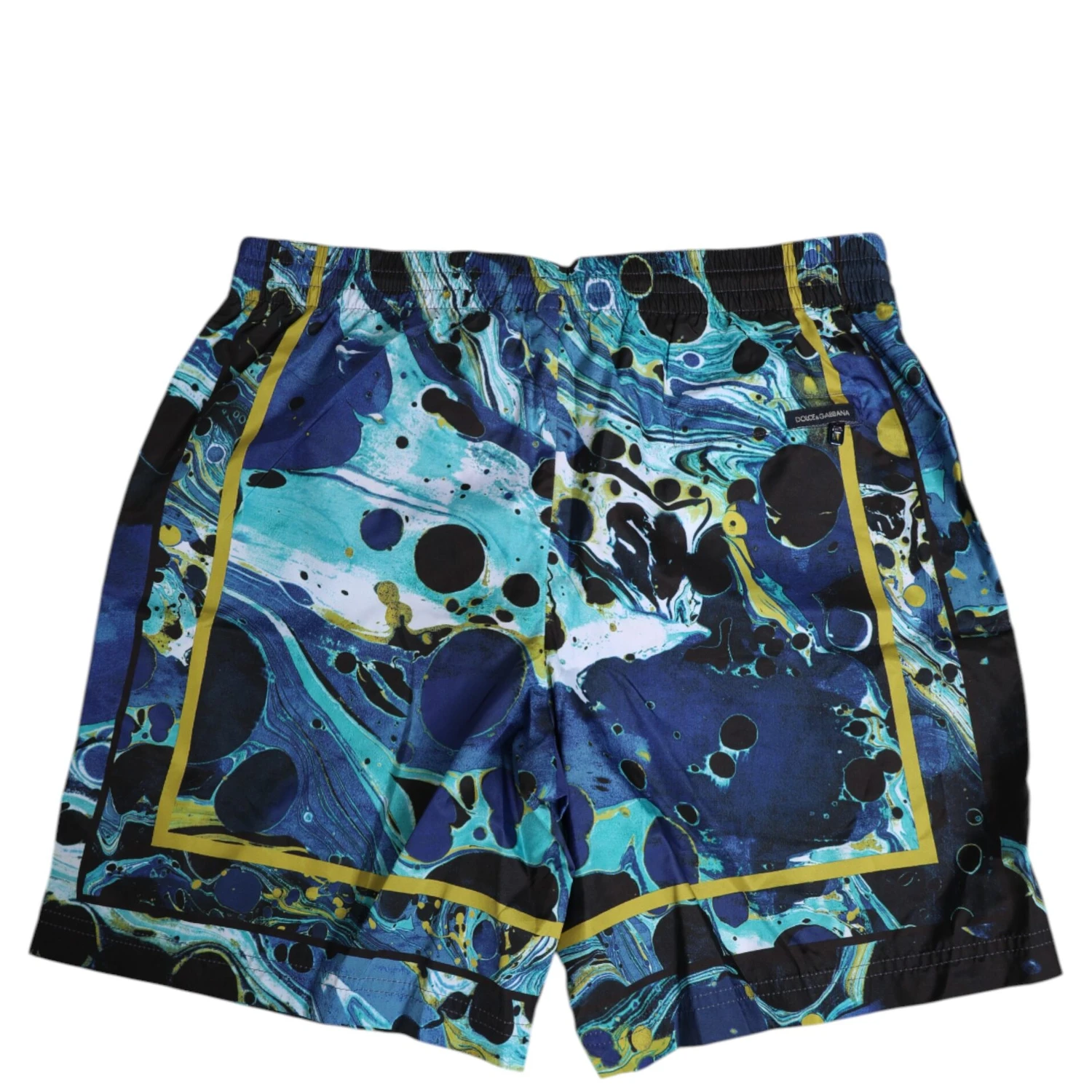 Blue Marble Print Logo Men Boxer Short Swimwear