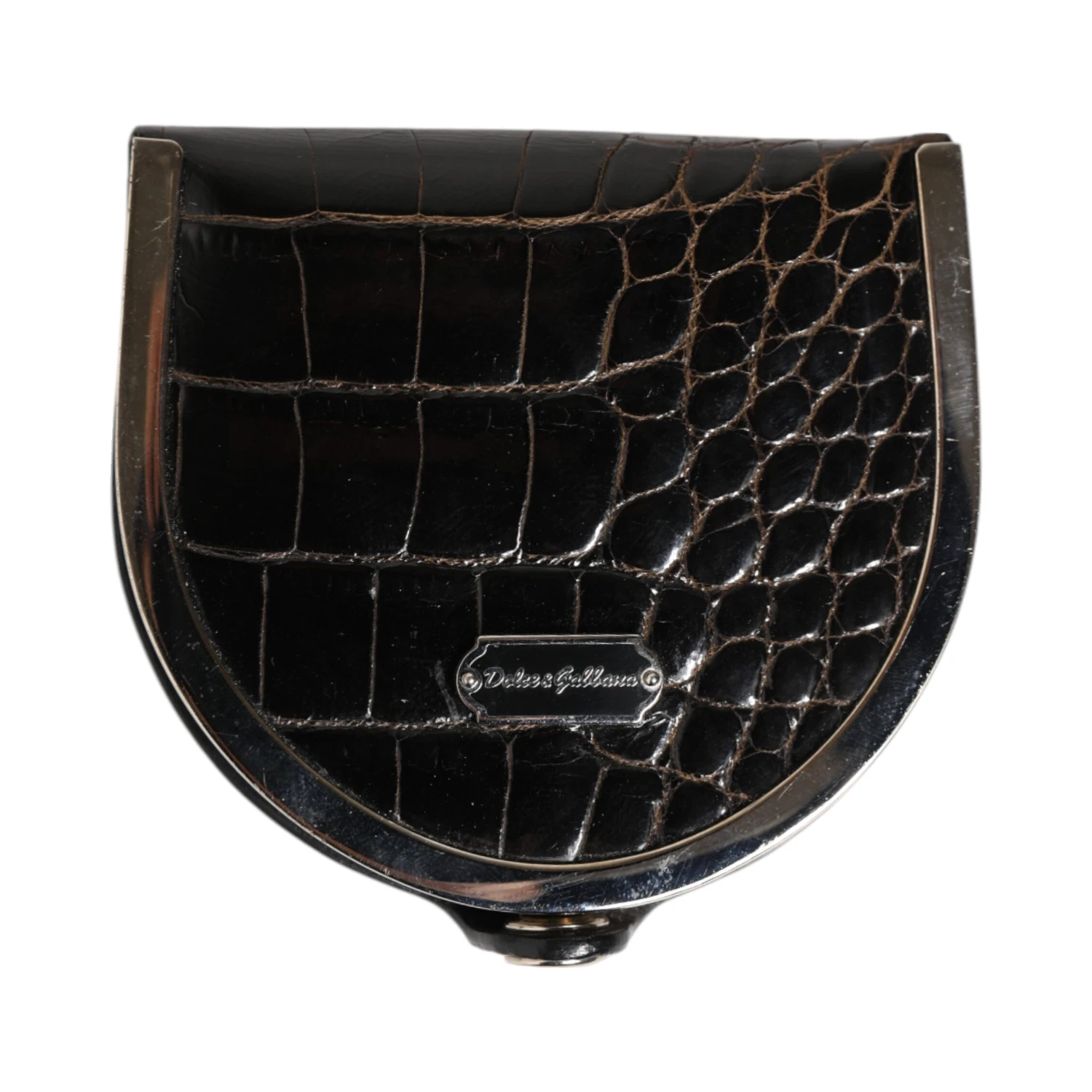 Black Polished Crocodile Leather Mens Coin Purse Wallet