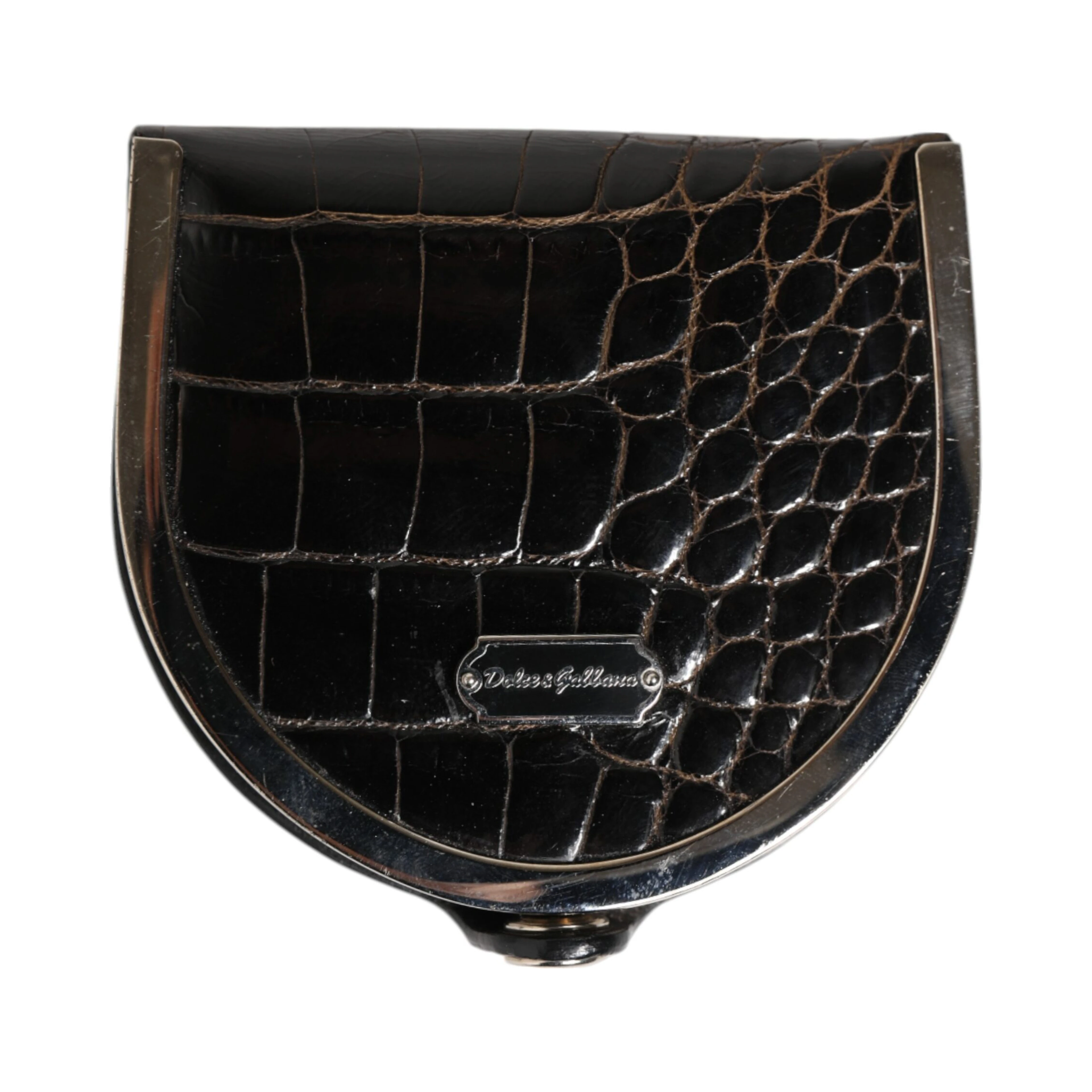 Black Polished Crocodile Leather Mens Coin Purse Wallet