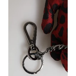 Red Black Polyester Animal Silhouette Bag Keychain Keyring
