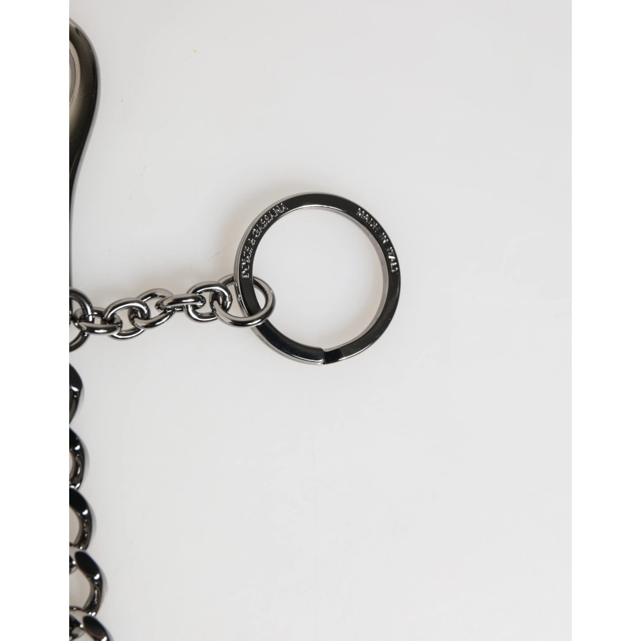 Black Red Military Leather Patch DG Logo Keychain Keyring