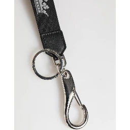 Black Silver Nylon DG Crown Men's Holder Keychain Keyring