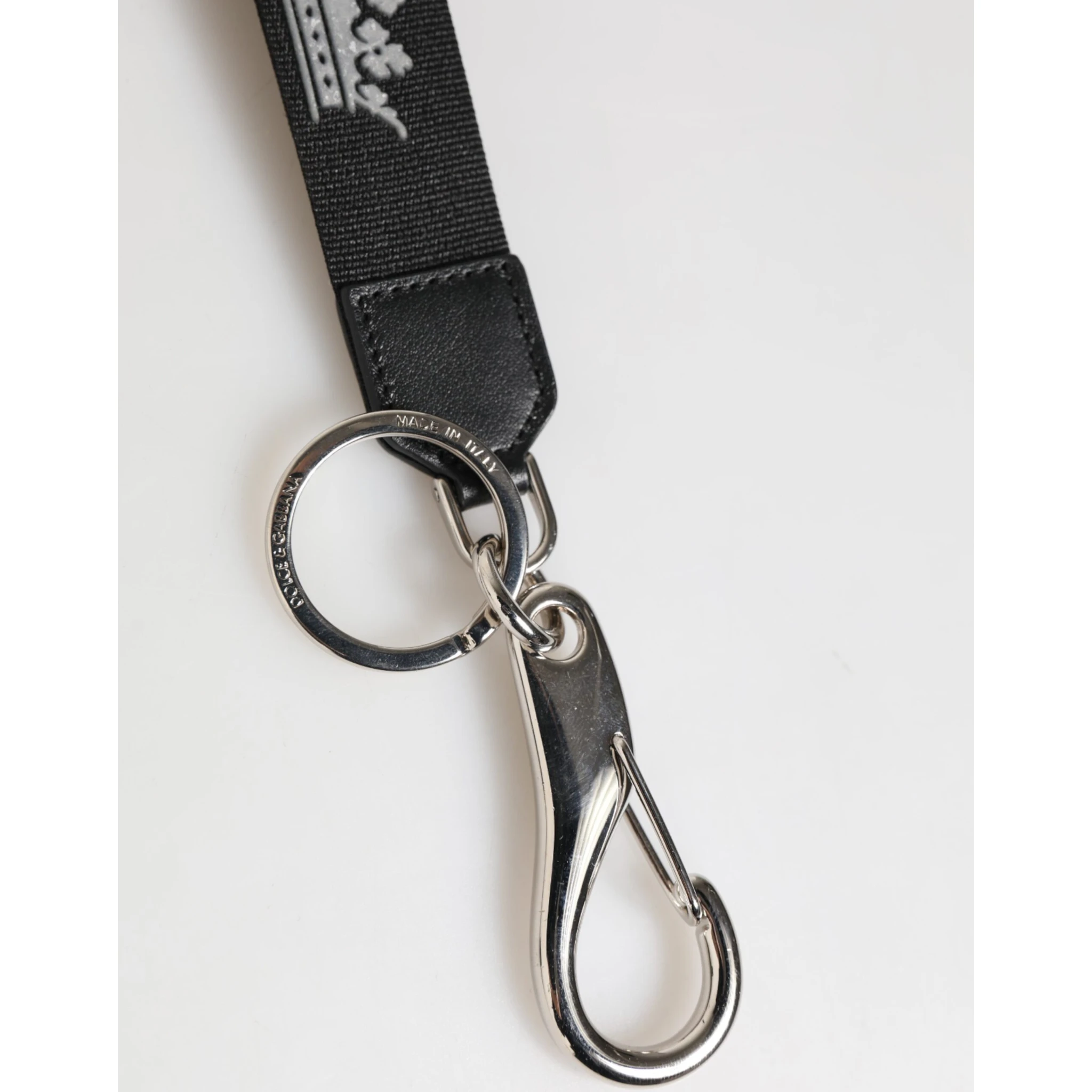 Black Silver Nylon DG Crown Men's Holder Keychain Keyring