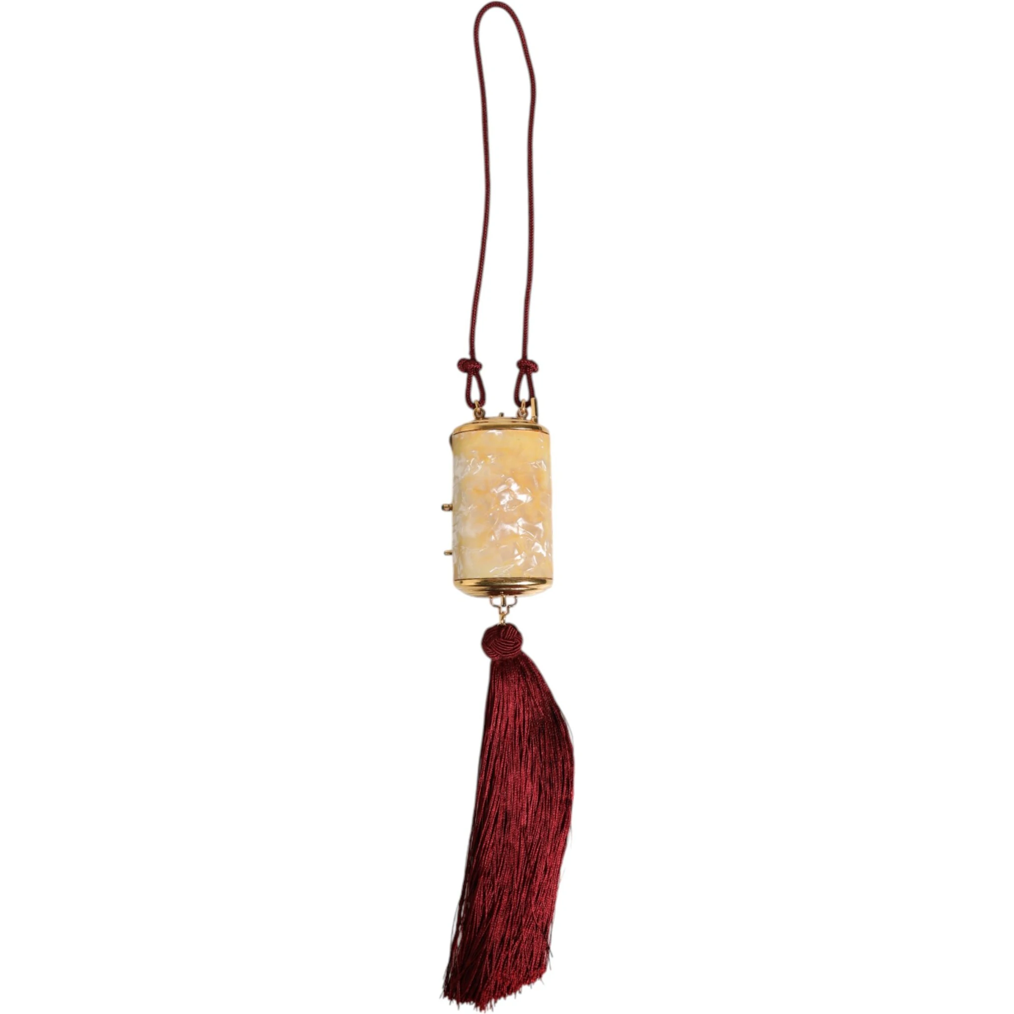 White Resin Gold Metal Crossbody Mini Purse Tassel Bag