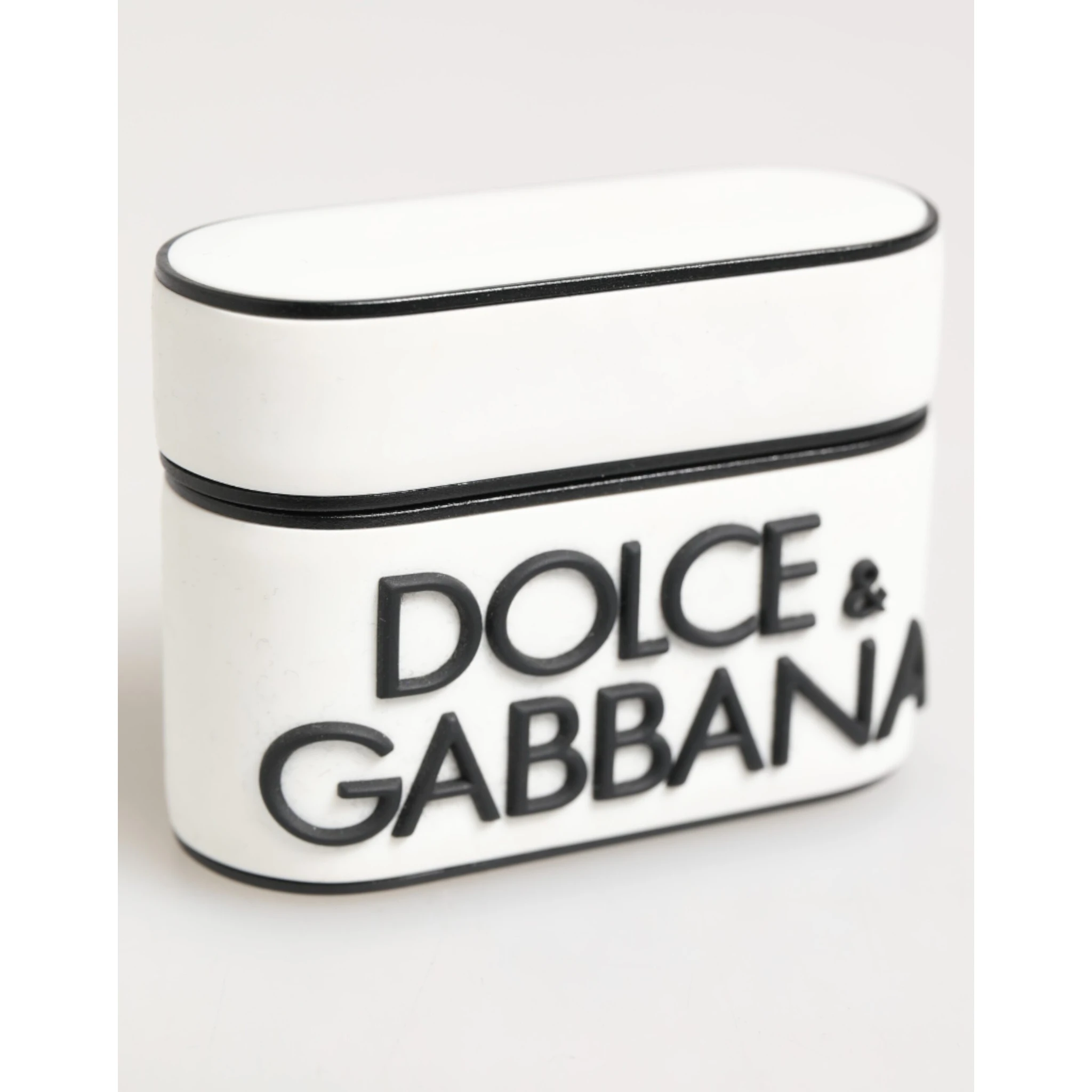 White Black Rubber Logo Embossed Accessory Airpods Case