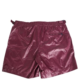 Burgundy Polyester Logo Embossed Crest Swimwear